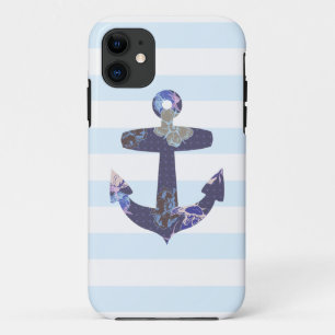 Flowery Nautical blue anchor iphone 5 case