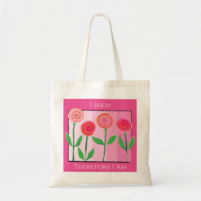 Flowery Shopping Day Budget Tote Bag (Front)