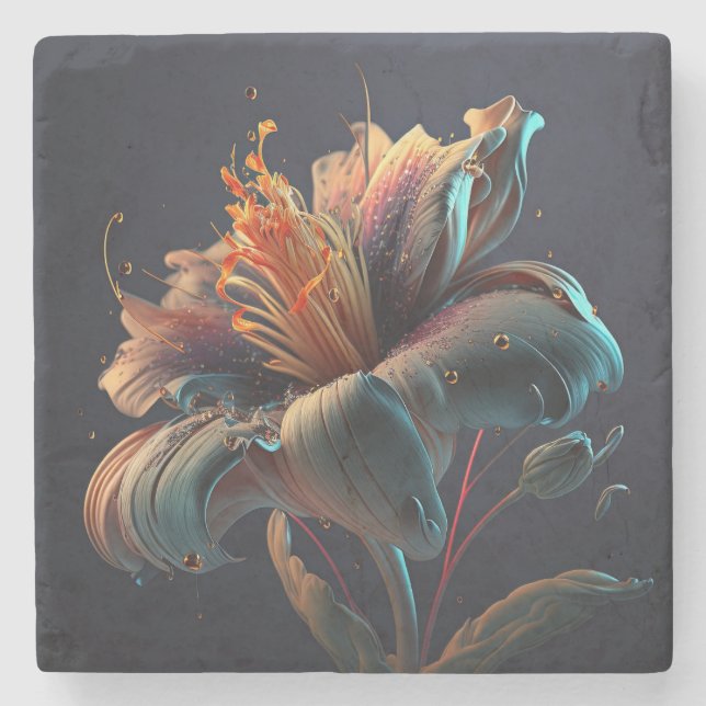 Flowery  stone coaster (Front)