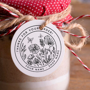 Flowery Thank you Small Business  Rubber Stamp