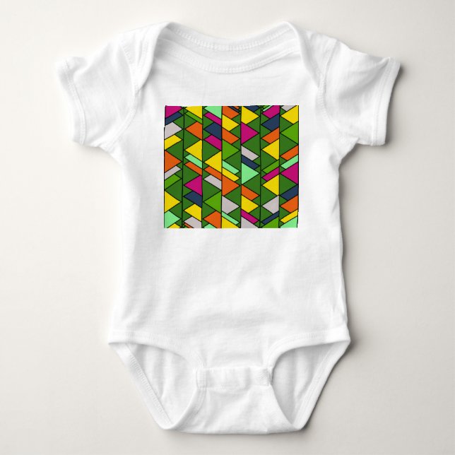 Flowery Triangles Baby Bodysuit (Front)