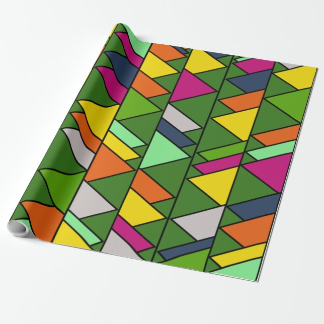 Flowery Triangles  Wrapping Paper (Unrolled)
