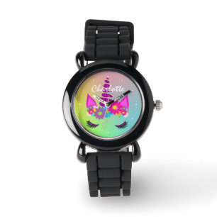 Flowery Unicorn Head Cute Girly  Personalised Watch