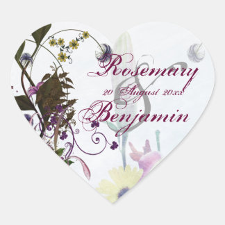 Flowery Wedding Bouquet Heart Sticker