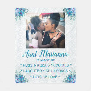 Flowery "What Aunt is Made Of"   Fleece Blanket