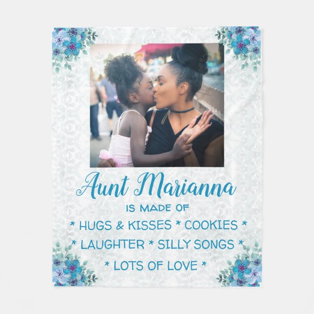 Flowery "What Aunt is Made Of"   Fleece Blanket (Front)