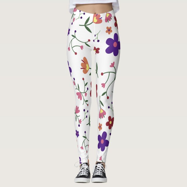 Flowery White Leggings (Front)