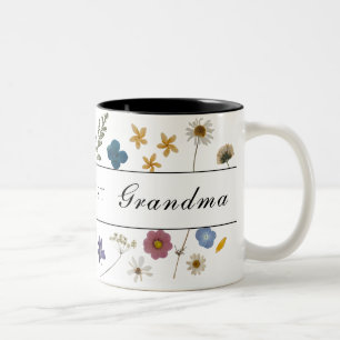 Flowery World's Best Grandma Mother's Day Two-Tone Coffee Mug
