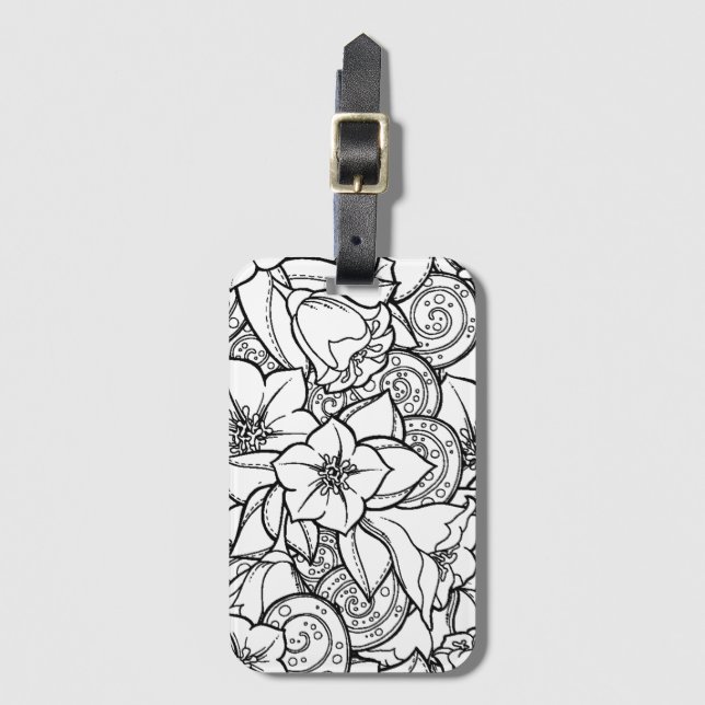 Flowery Zendoodle Luggage Tag (Front Vertical)