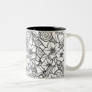 Flowery Zendoodle Two-Tone Coffee Mug