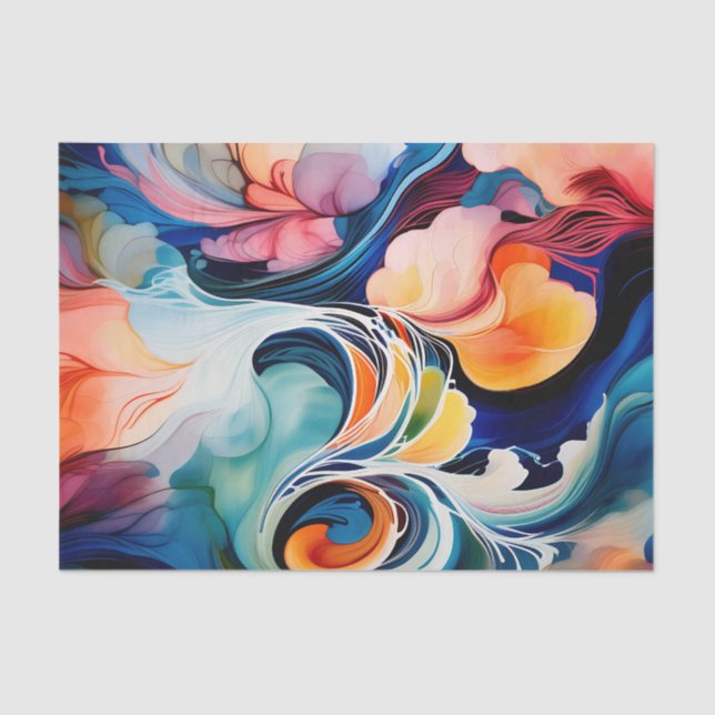 Flowing Abstract Alcohol Ink Tissue Paper (Front)