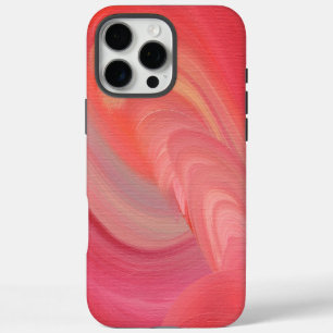 Flowing Abstract Swirls in Red, Pink, and Peach iPhone 16 Pro Max Case
