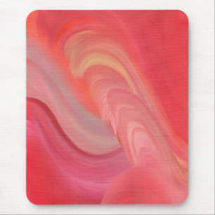 Flowing Abstract Swirls in Red, Pink, and Peach Mouse Mat