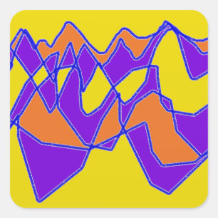 Flowing art patten purple and mustard colors square sticker
