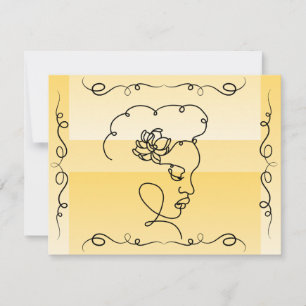 Flowing Beauty: Goldenrod Line Art Blank Card