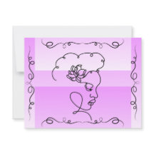 Flowing Beauty: Lavender Line Art Blank Card