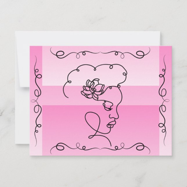Flowing Beauty: Rose Line Art Blank Card (Front)