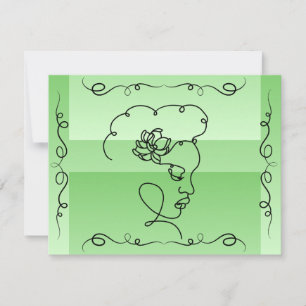 Flowing Beauty: Sage Line Art Blank Card
