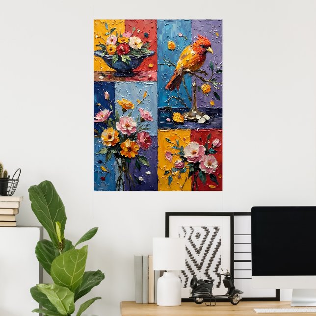 Flowing Bird and Blooms Poster (Home Office)