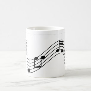 Flowing Black Musical Notes on a Scale Coffee Mug