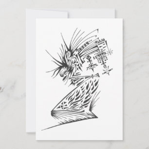 Flowing Black White Abstract Tribal Tattoo Art Thank You Card