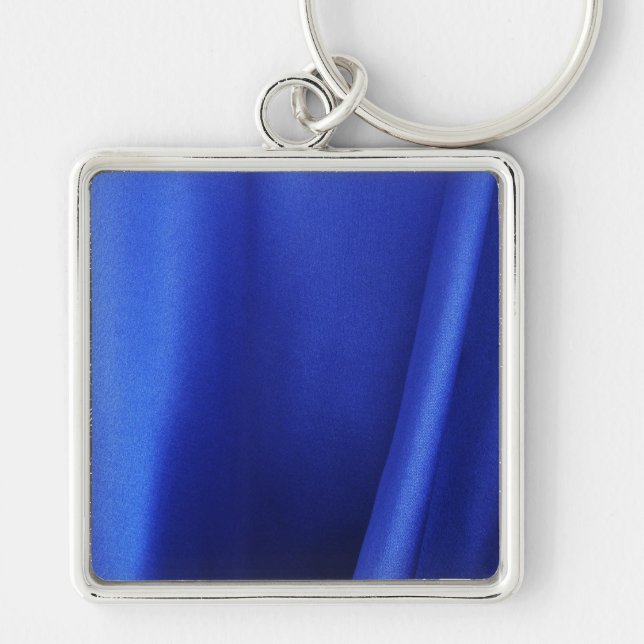 Flowing Blue Silk Fabric Abstract Key Ring (Front)