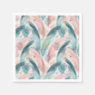 Flowing Brushstroke & Gold Dot Abstract Pattern Napkin