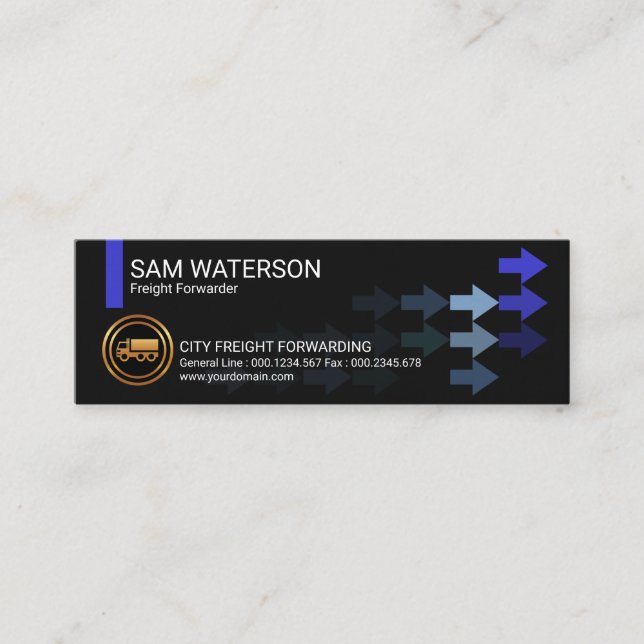 Flowing Business Arrows Freight Forwarders Mini Business Card (Front)