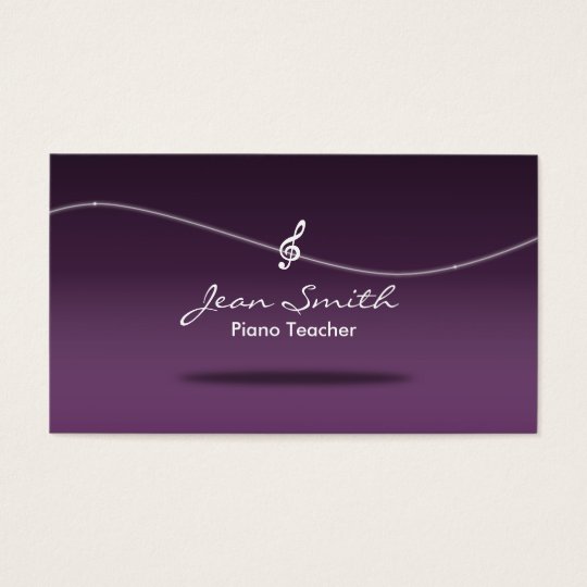 Flowing Clef Purple Piano Teacher Business Card