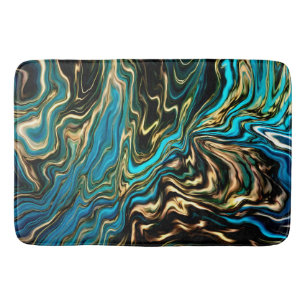 Flowing Colours Marble Gold Aqua Bath Mat