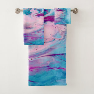 Flowing Colours marble Swirls Bath Towel Set
