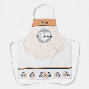 Flowing Feminine Peach Floral Bride Wedding Apron