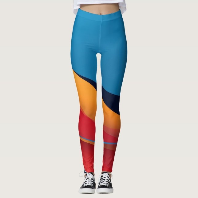 Flowing forms in bright colours leggings (Front)