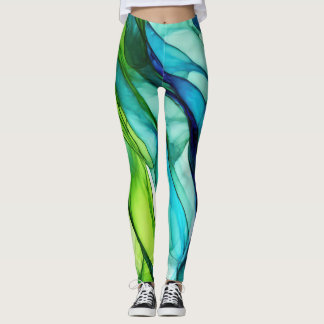 Flowing forms in green and blues leggings
