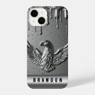 💛 Flowing Gold Eagle Custom Name Liquid Metal  iPhone 14 Case