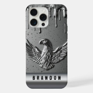 💛 Flowing Gold Eagle Custom Name Liquid Metal iPhone 15 Pro Max Case