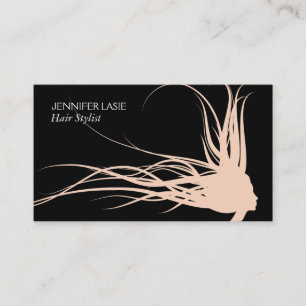 Flowing Hair (bisque) black background Business Card
