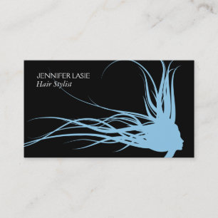 Flowing Hair (blizzard blue) black background Business Card