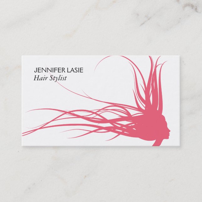 Flowing Hair (blush pink) Business Card (Front)