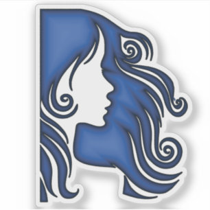 Flowing Hair Illustration of Woman's Profile