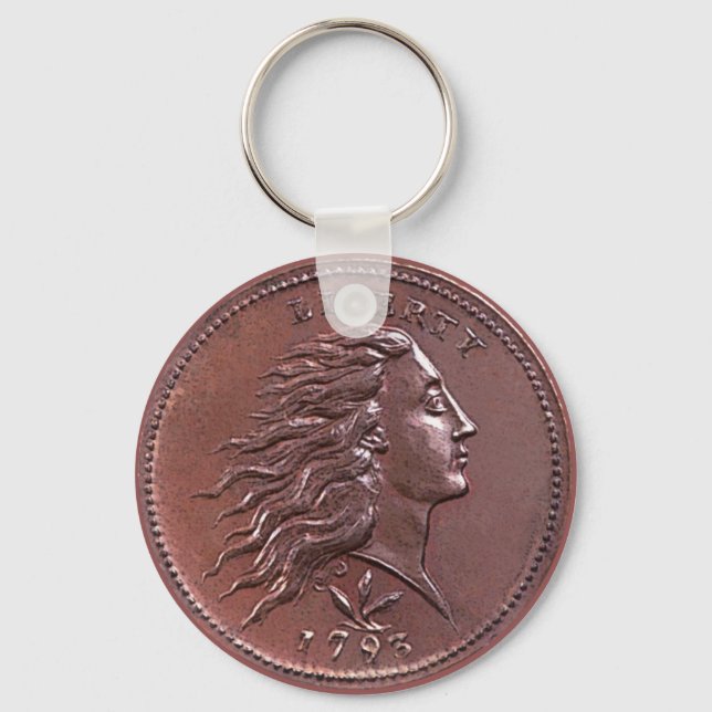 Flowing Hair Large Cent Key Ring (Front)