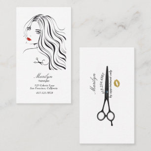 Flowing Hair Silhouette Hairstylist Business Card