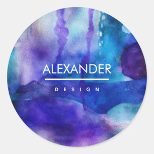 Flowing Light Abstract Watercolor Classic Round Sticker