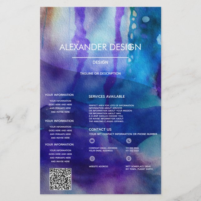  Flowing Light | Abstract Watercolor   Flyer (Front)