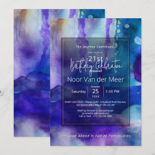 Flowing Light Abstract Watercolor Invitation