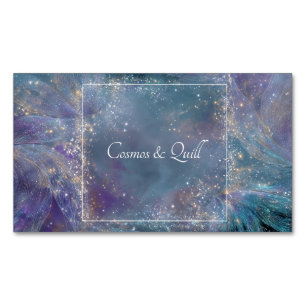 Flowing Light Celestial Indigo Gold Stardust Magnetic Business Card