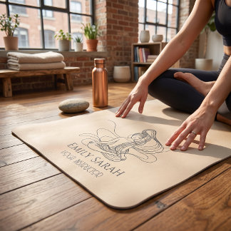 Flowing Line Art Meditating Figure Yoga Mat