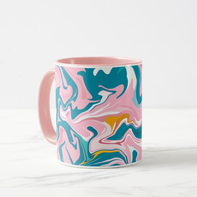 Flowing Marble Design with Pink and Teal  Mug (Front Left)