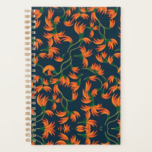 Flowing Orange Floral Pattern Planner