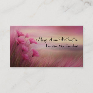 Flowing Pink Floral Elegant Peaceful Professional Business Card